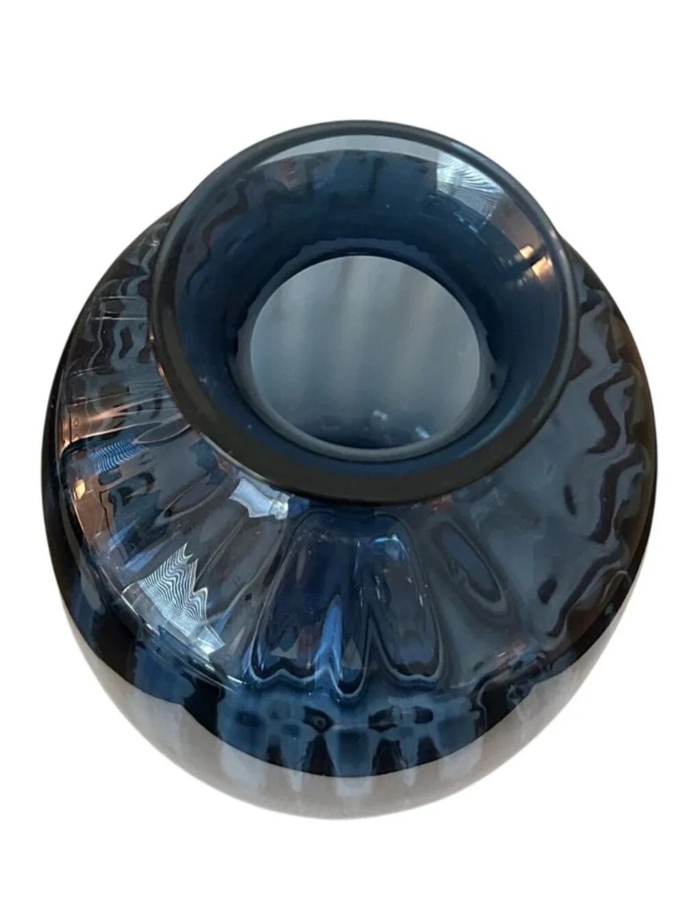Tonsätta Mouth-Blown Blue Glass Vase 8.25